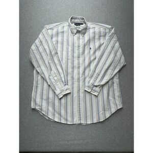 Ralph Lauren Dress Shirt‎ Mens Extra Large Blue Striped Blaire Casual Preppy